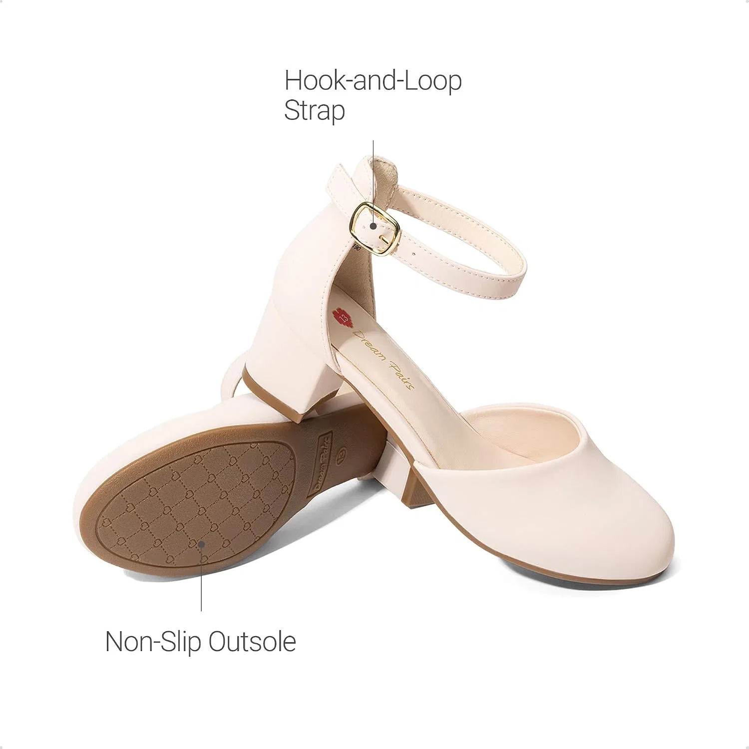 Детские туфли для девочек с цветочным принтом DREAM PAIRS, Beige — фото 4