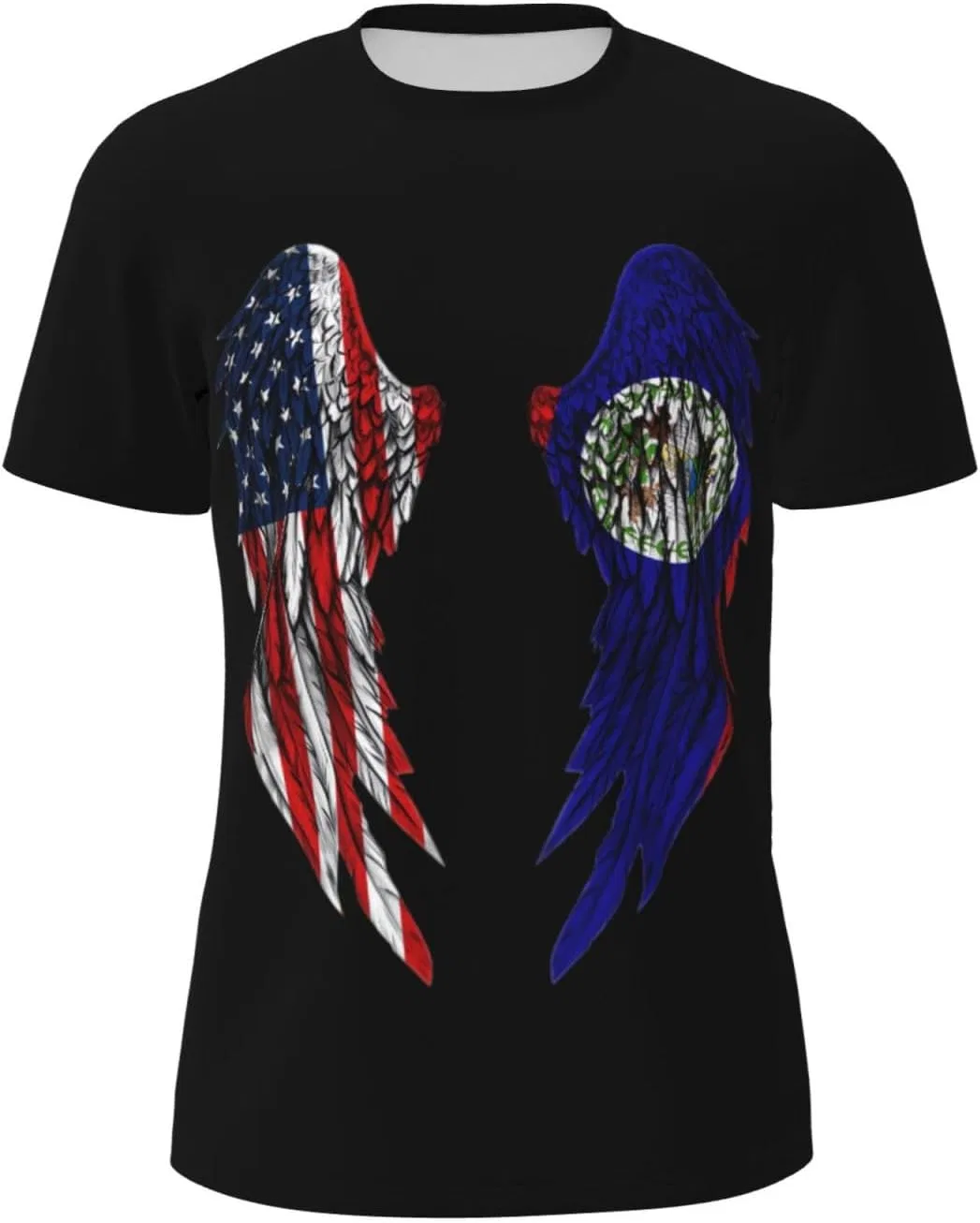 Мужская футболка из сетки с флагом Wings America and Belize, Black