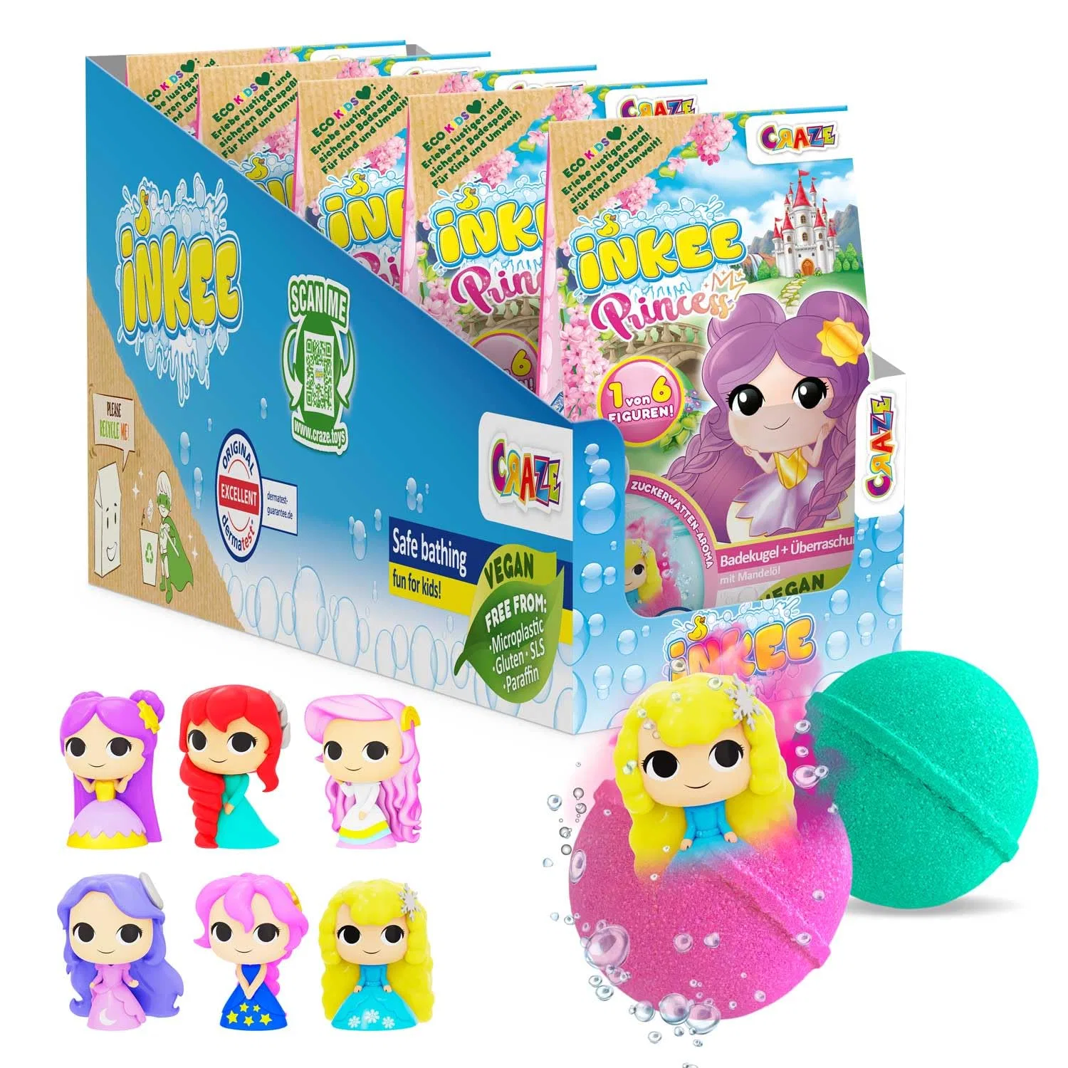 Набор бомбочек для ванны INKEE Surprise Princess, 5x100 г