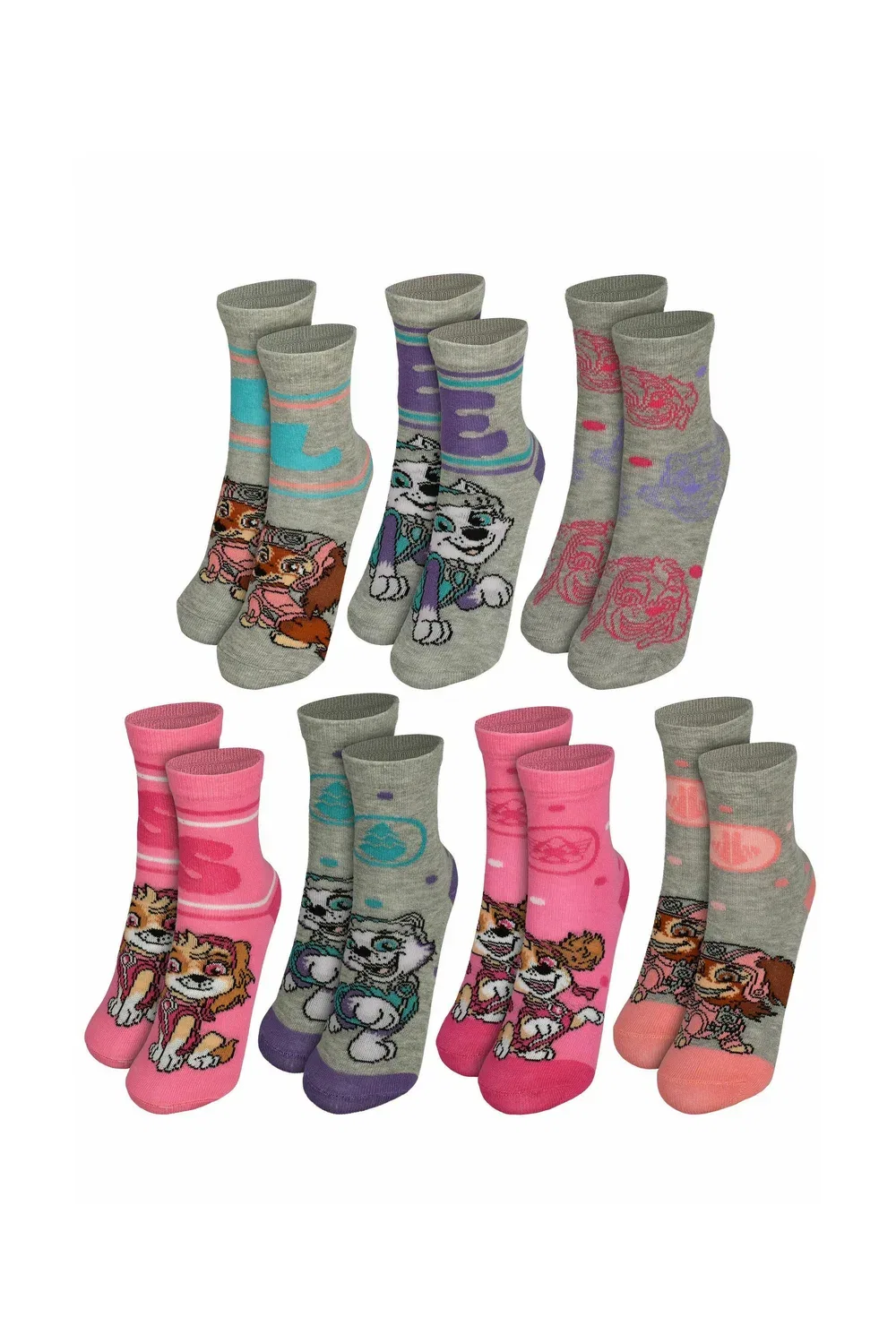 7Er Pack Socken Socken Socken Söckchen - носки Paw Patrol, Grau Pink