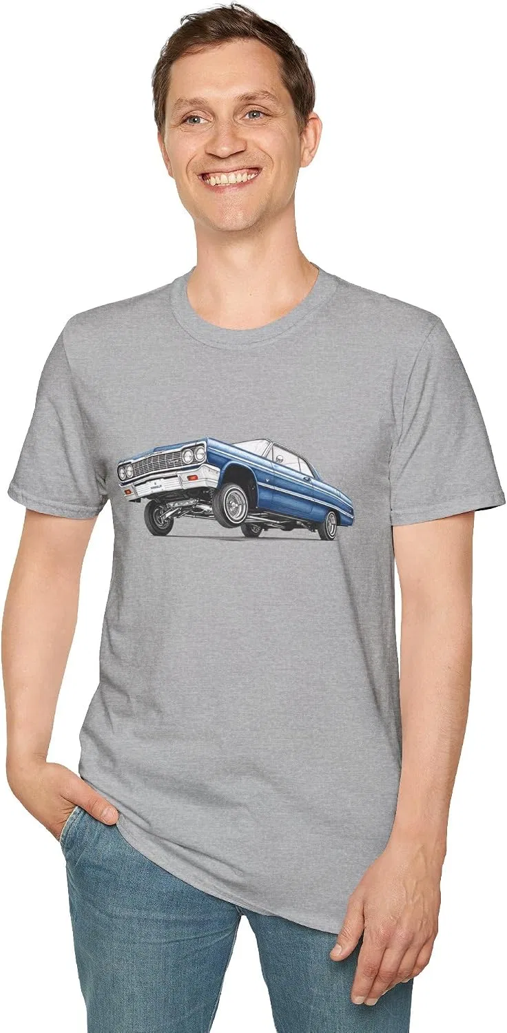 Мужская футболка с принтом 1964 Chevy Impala Gildan 64000, Sport Grey — фото 3