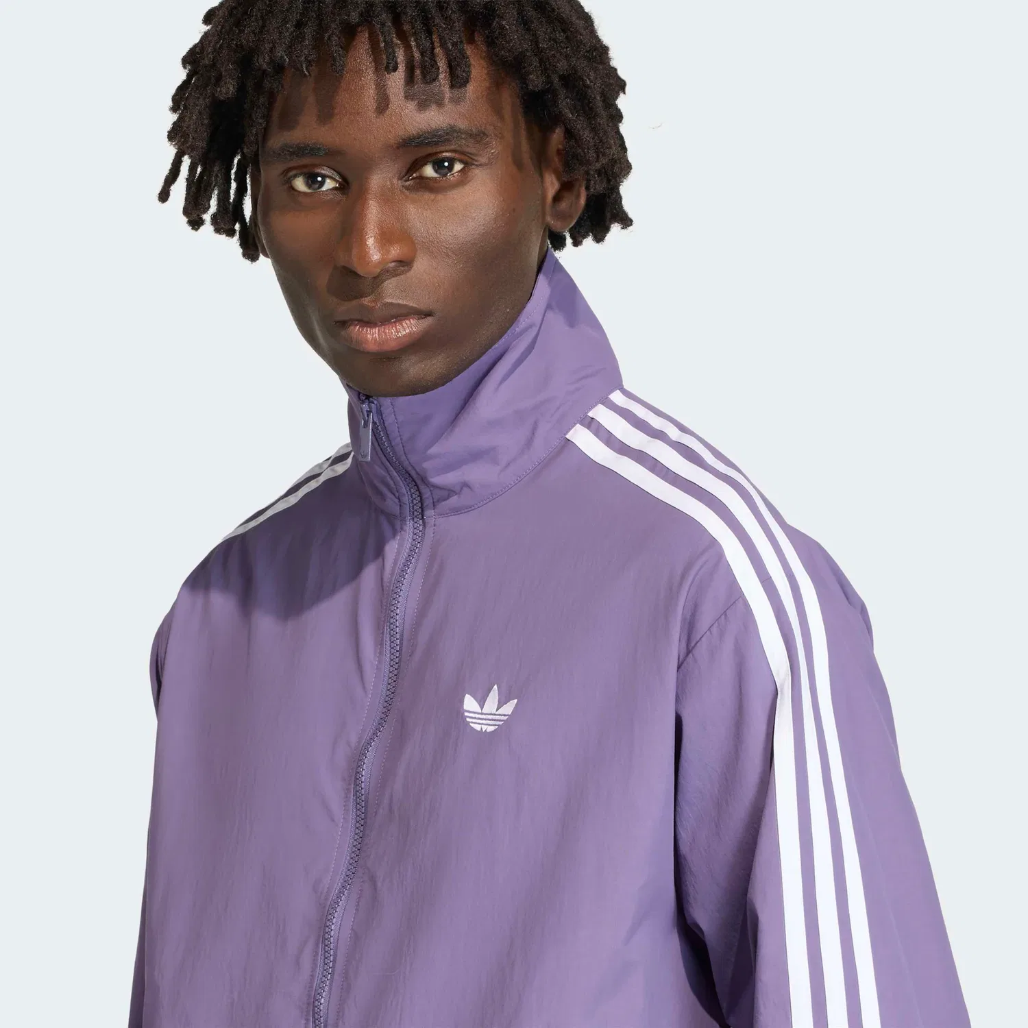 Мужская тренировочная куртка с воротником-стойкой Adidas Originals, Tech Purple/White — фото 4