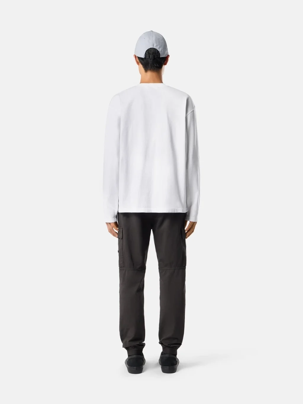 Мужской лонгслив Stone Island Regular Fit With Tonal Compass Logo Patch, белый — фото 3