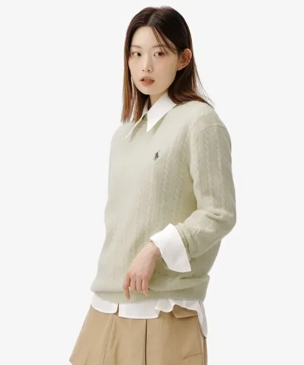 Свитер кабельной вязки из шерсти и хлопка, Polo Ralph Lauren, айвори — фото 4