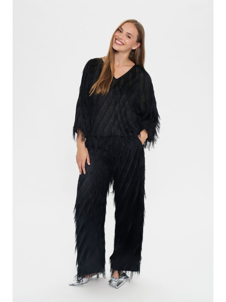 

SAINT TROPEZ Блузка с длинными рукавами NancySZ, свободного кроя, черного цвета