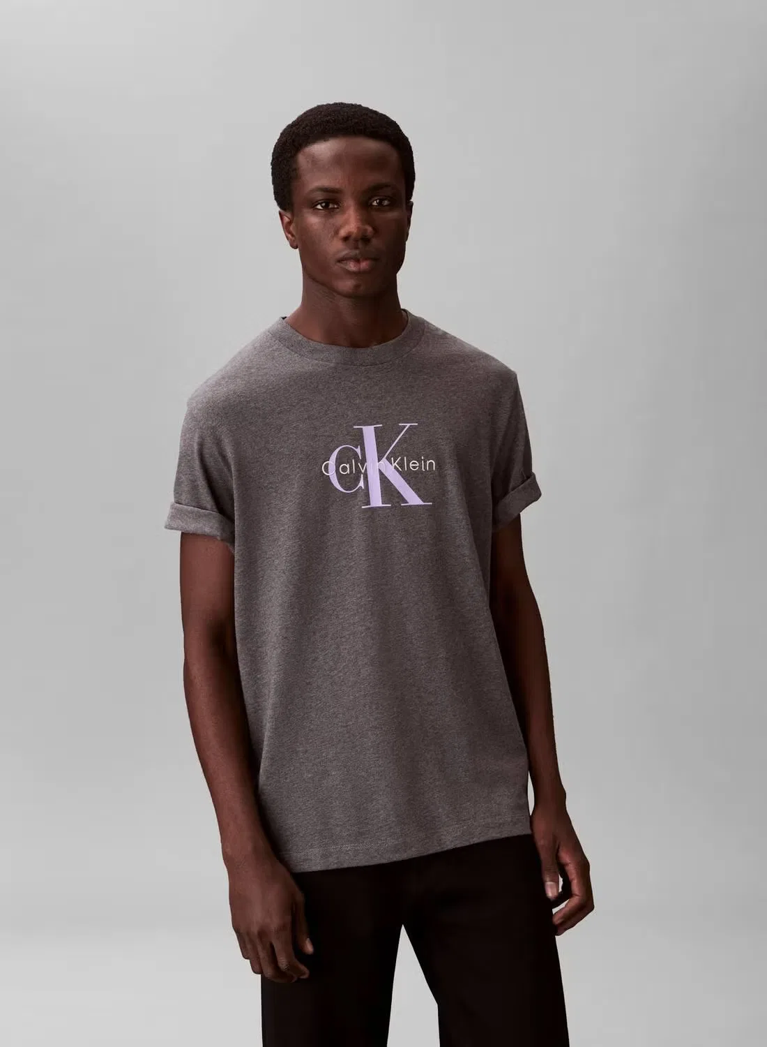 Футболка с принтом Monogram Calvin Klein, серая
