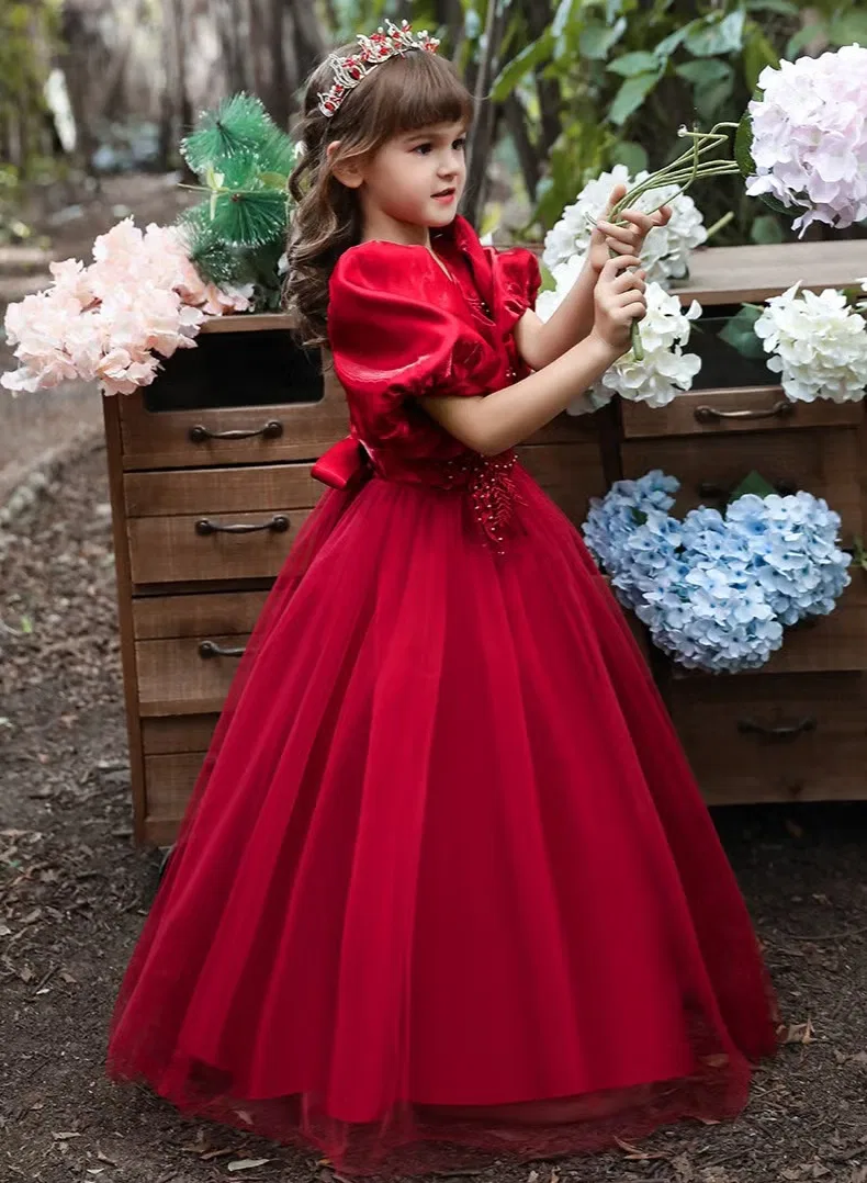 Платье праздничное с пышными рукавами, Best Gift Fashion, красный — фото 3