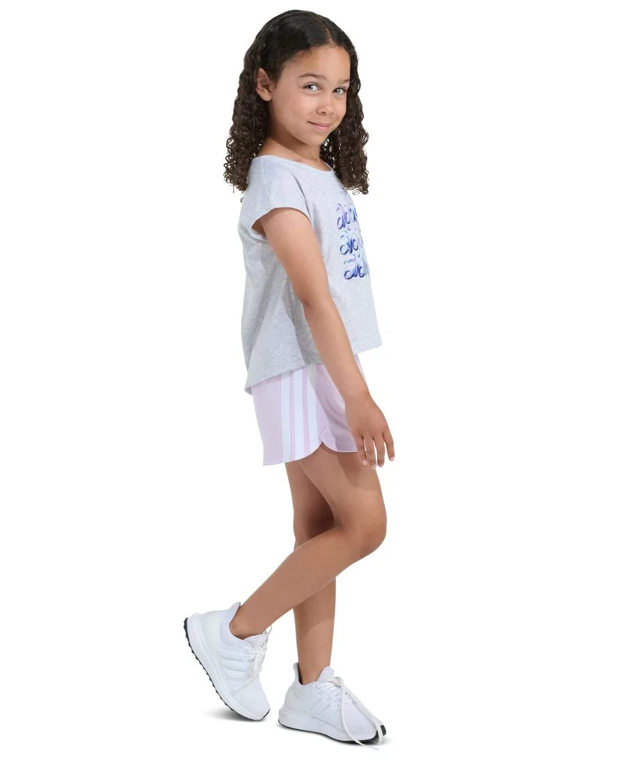 Комплект из футболки и шорт с принтом adidas, Light Gray Pink — фото 3