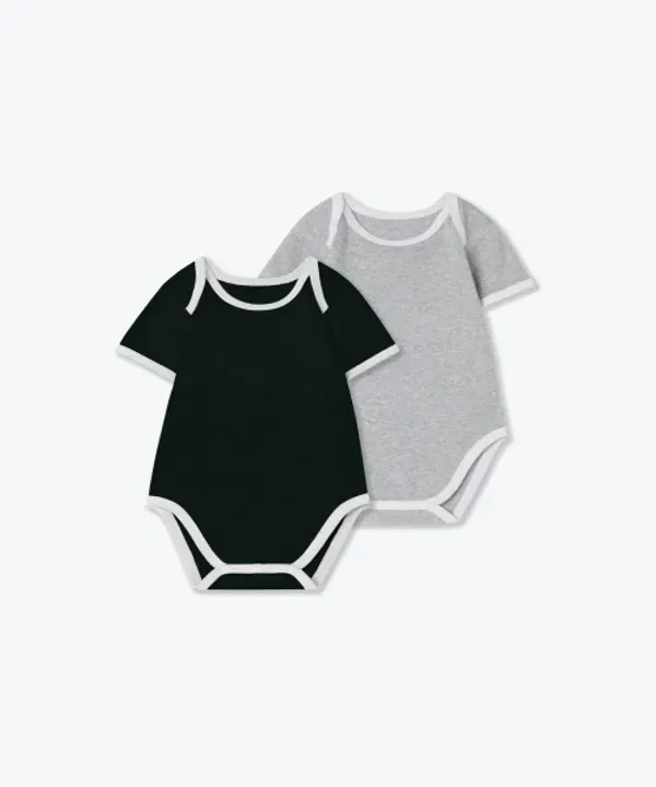 Боди с длинным рукавом 2 шт, Baby Ring, Musinsa Standard Kids, черный/меланжевый серый