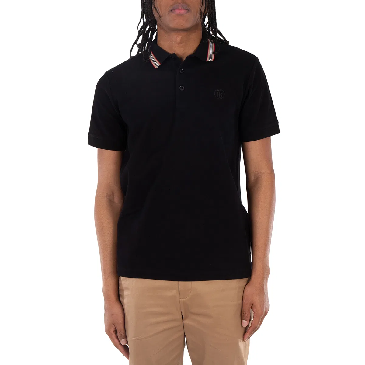 Поло с коротким рукавом Icon Stripe Cotton Burberry, Black