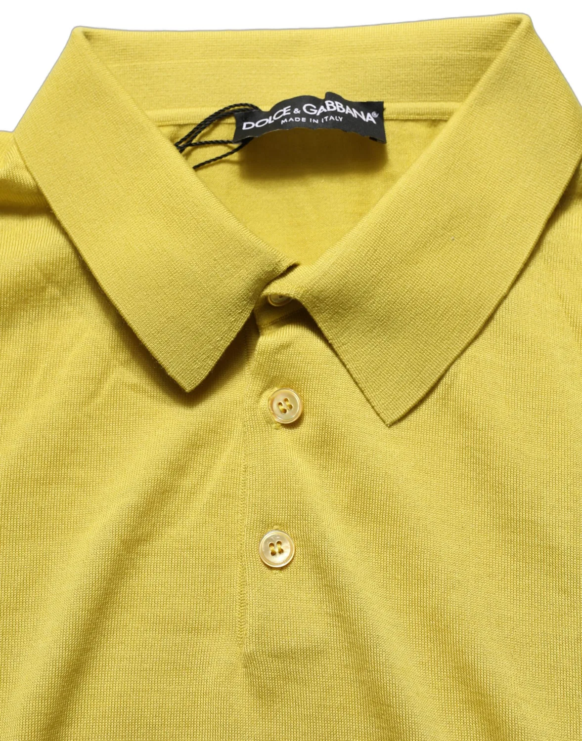 Мужское поло с коротким рукавом из кашемира Yellow Cashmere Short Sleeves Polo T-shirt Dolce & Gabbana, Yellow