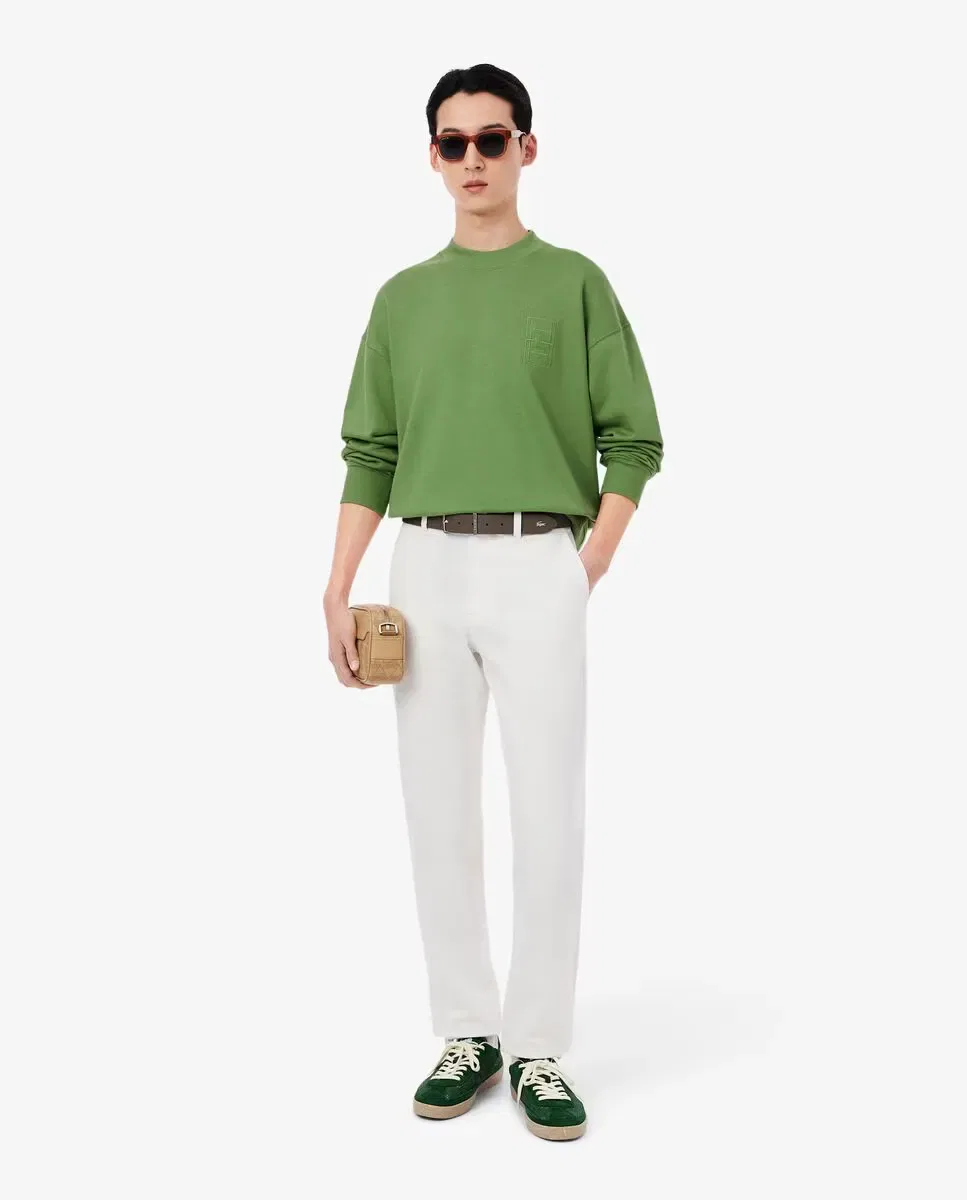 Мужское худи без капюшона с вышивкой Lacoste, Verde — фото 4