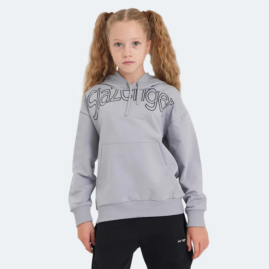 Свитшот детский с капюшоном и карманом LETTO Slazenger, Серо-бежевый