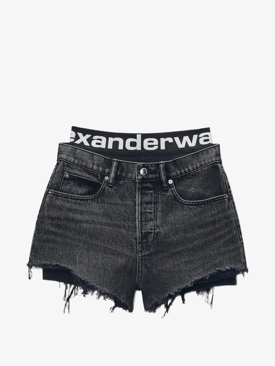 Шорты Alexander Wang с логотипом, серый — фото 2