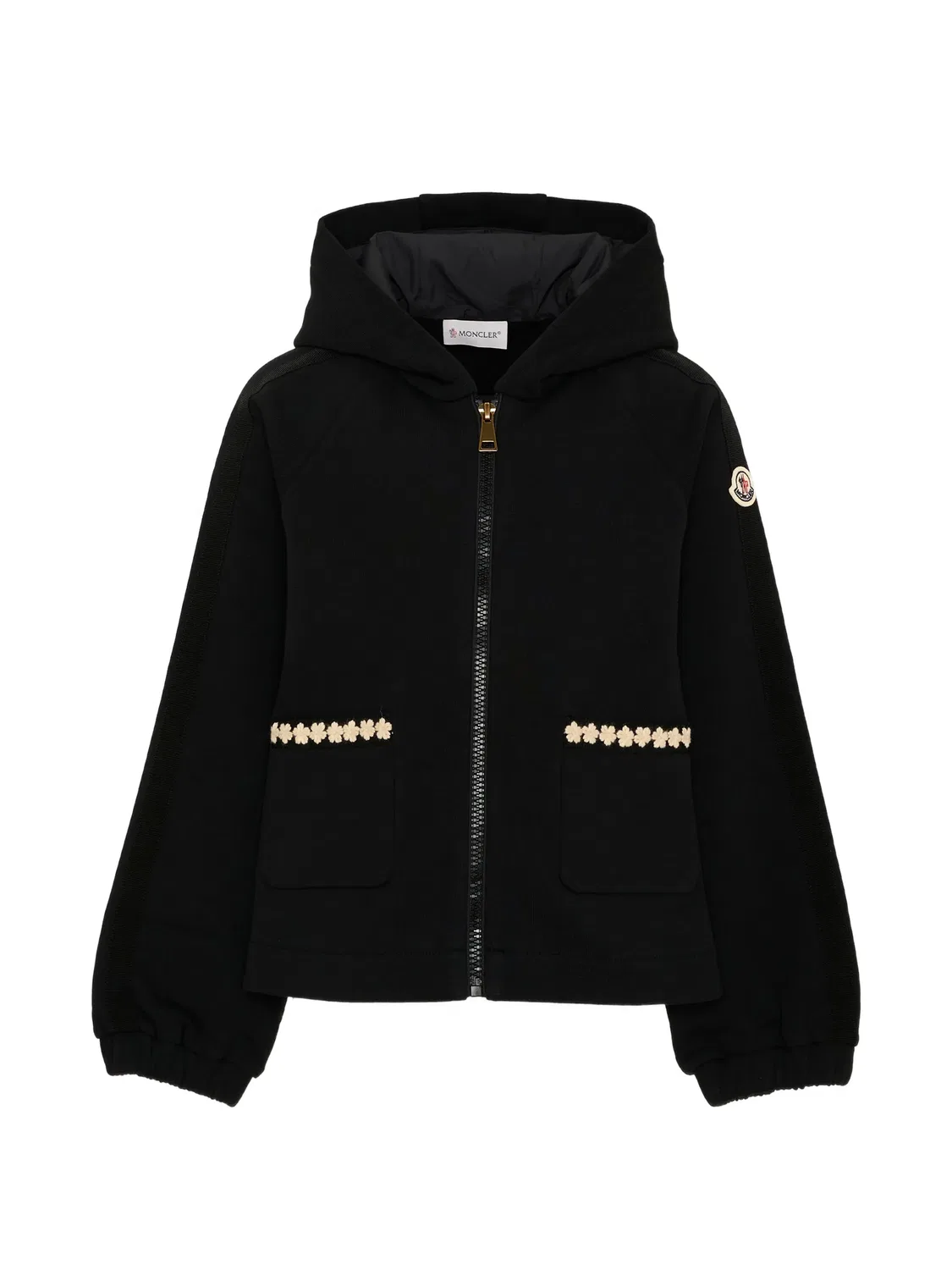 Moncler Худи с цветочной аппликацией, черный