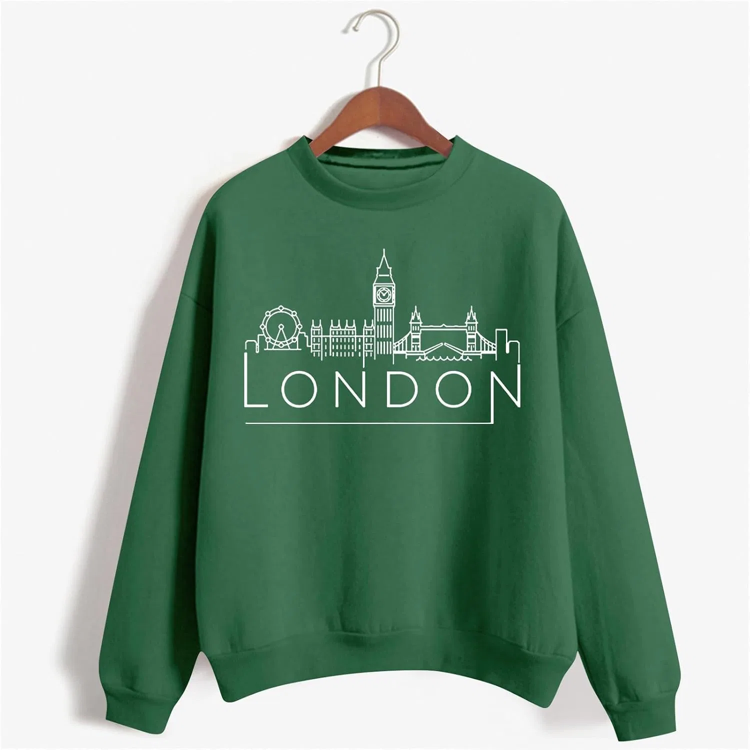 Женское худи с капюшоном, хлопковый, London, зелёный — фото 2
