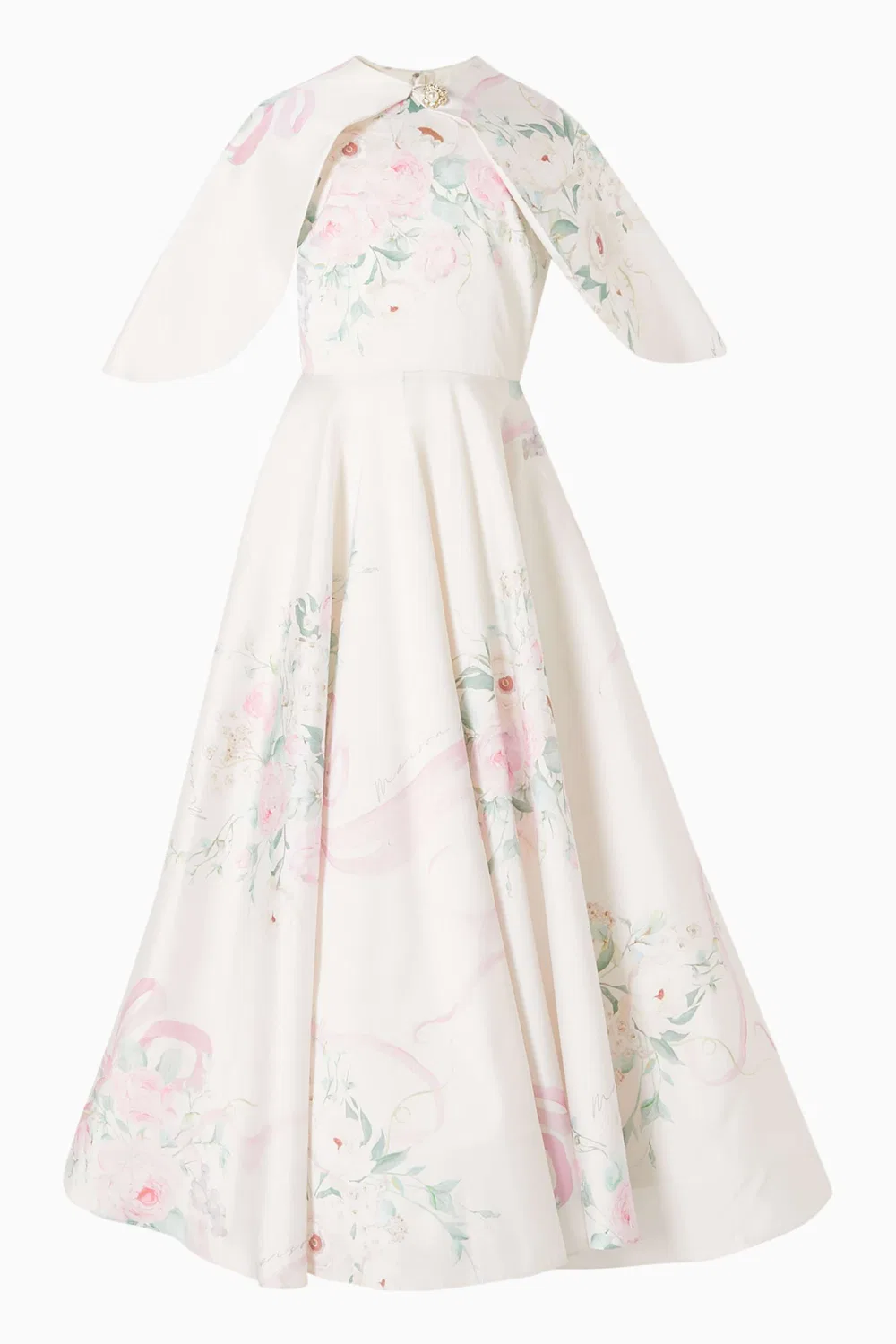 Платье с принтом комплект с накидкой Floral Dress & Cape Maison Ava, белый