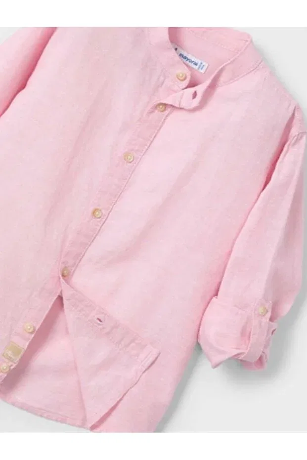 Детская рубашка для мальчиков с длинным рукавом Mandarin Collar Shirt Mayoral, Pink — фото 3