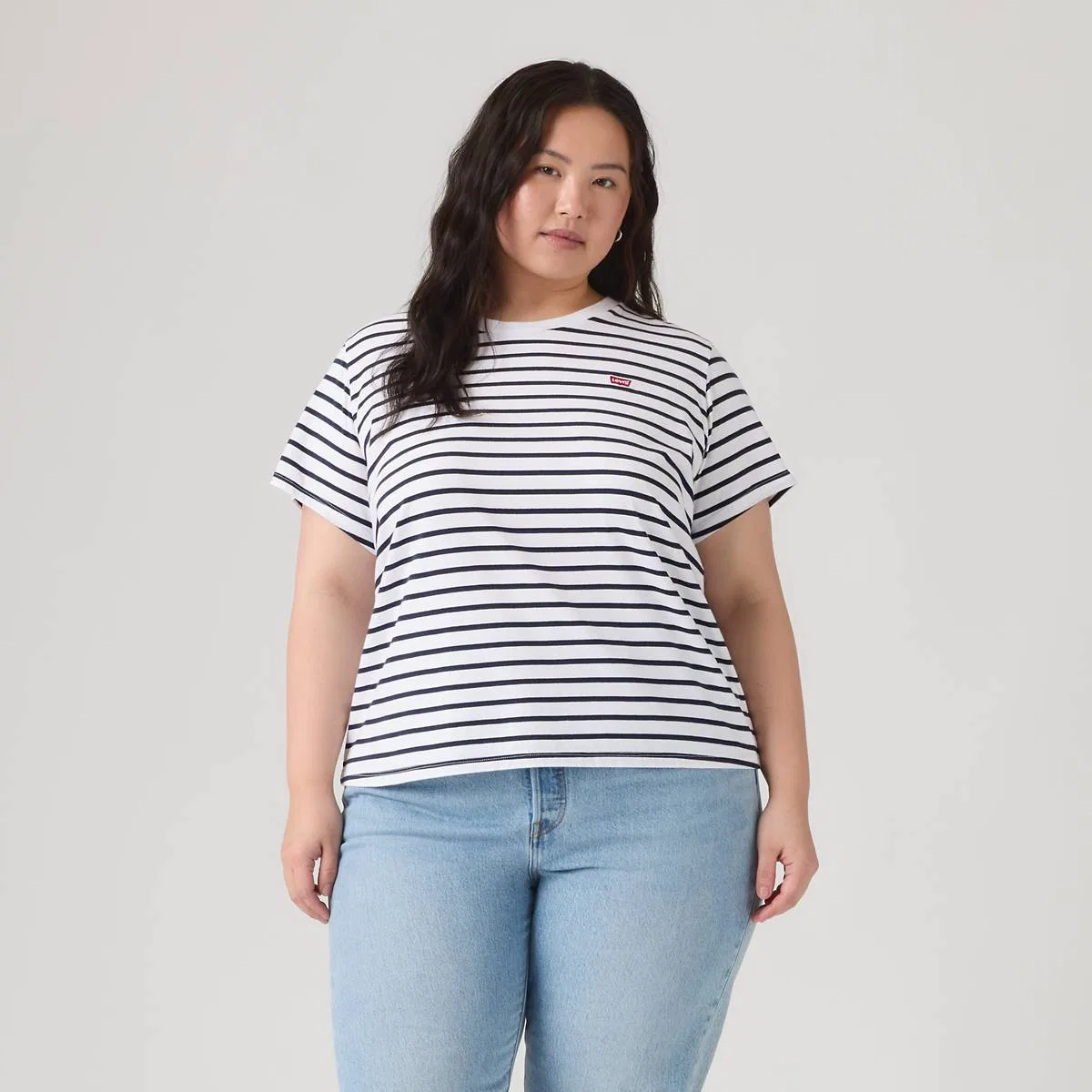 Идеальная футболка (большого размера) Levi's, Emily Stripe Bright - White — фото 3