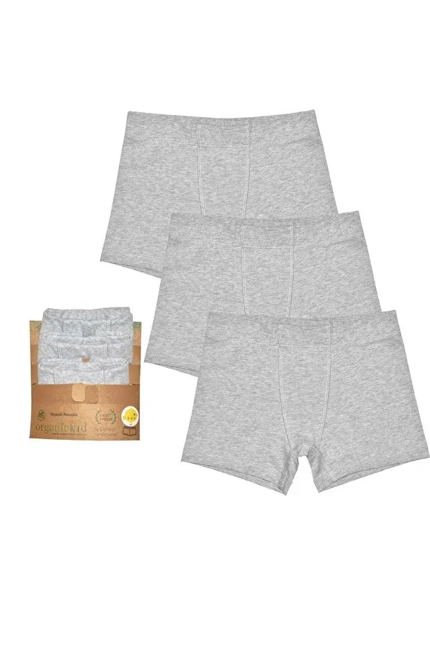 Детский комплект трусов для мальчиков хлопковый Basic cotton boys' gray underwear set 3-piece Organickid, Gray — фото 2