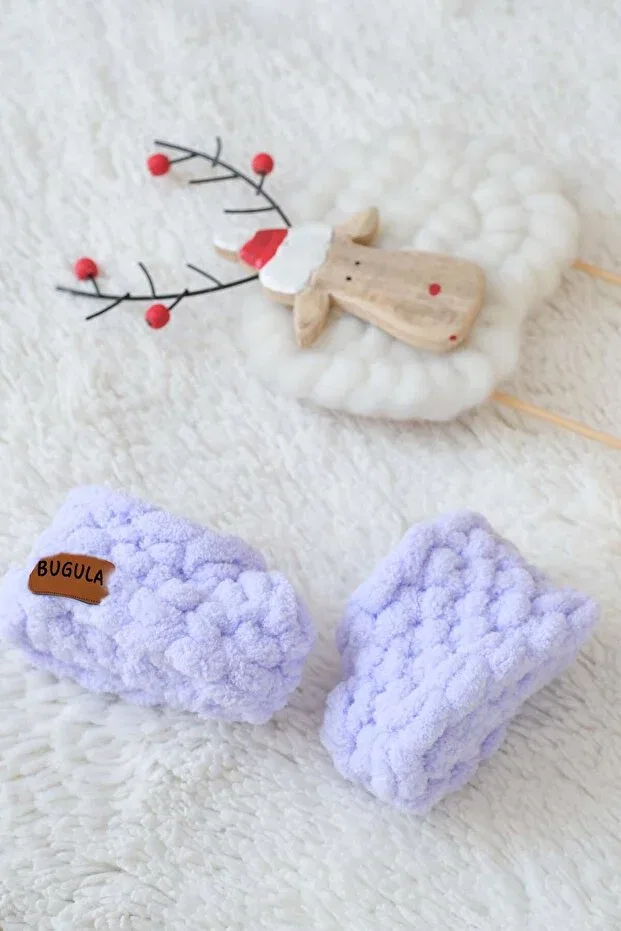 Детские пинетки вязаные без завязок Bugula, Lilac