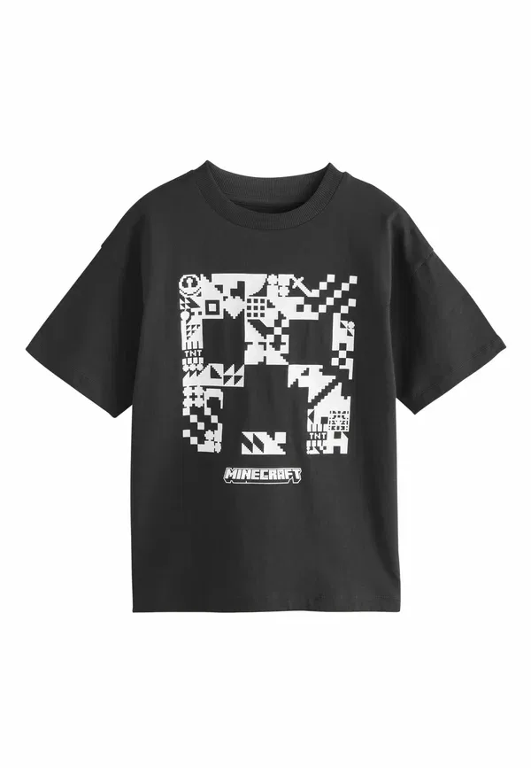 Футболки с принтом Minecraft, Regular fit, Next, каменный черный — фото 3