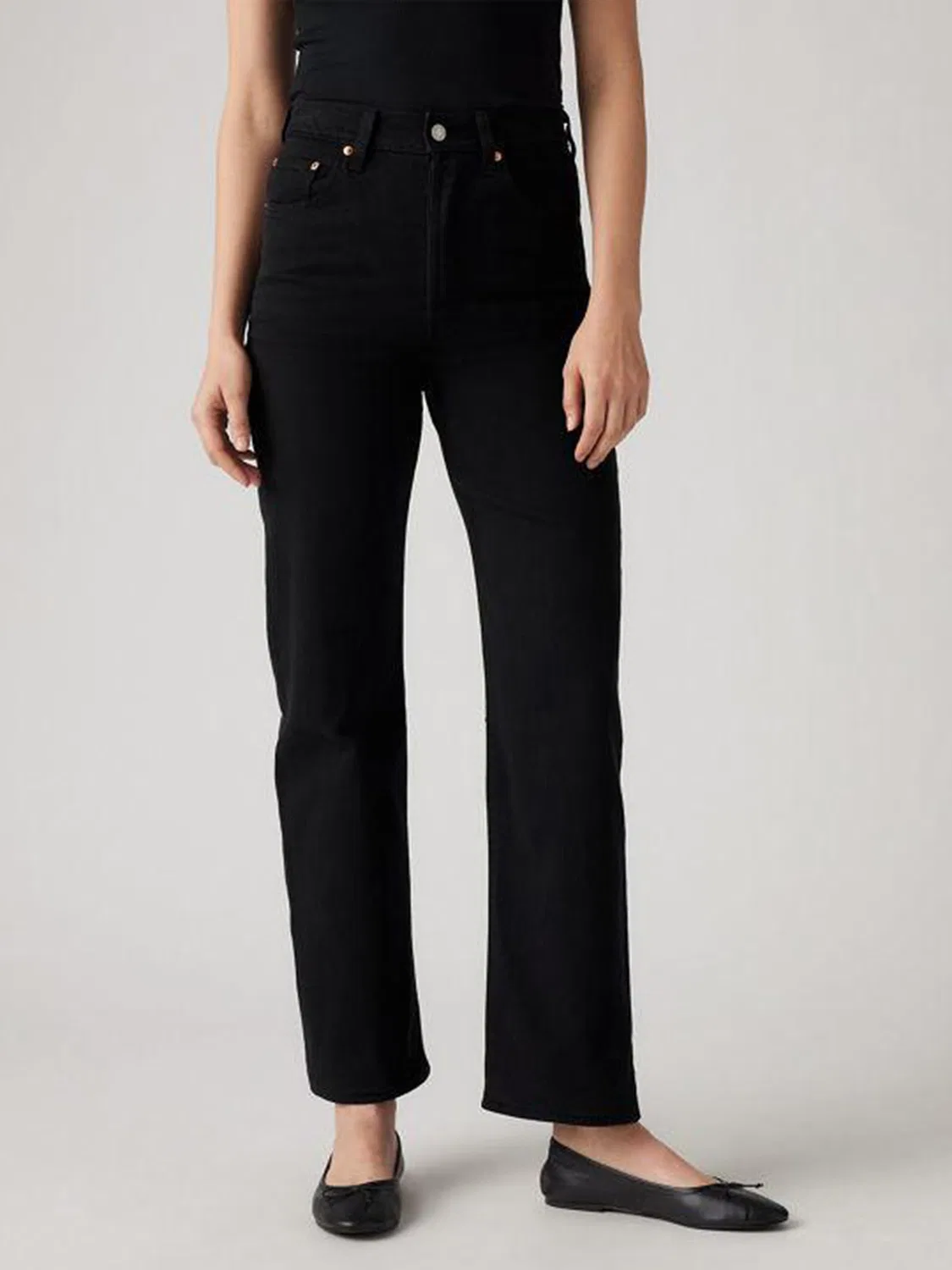 Джинсы прямого кроя Ribcage-Straight-Ankle Levi's, черный