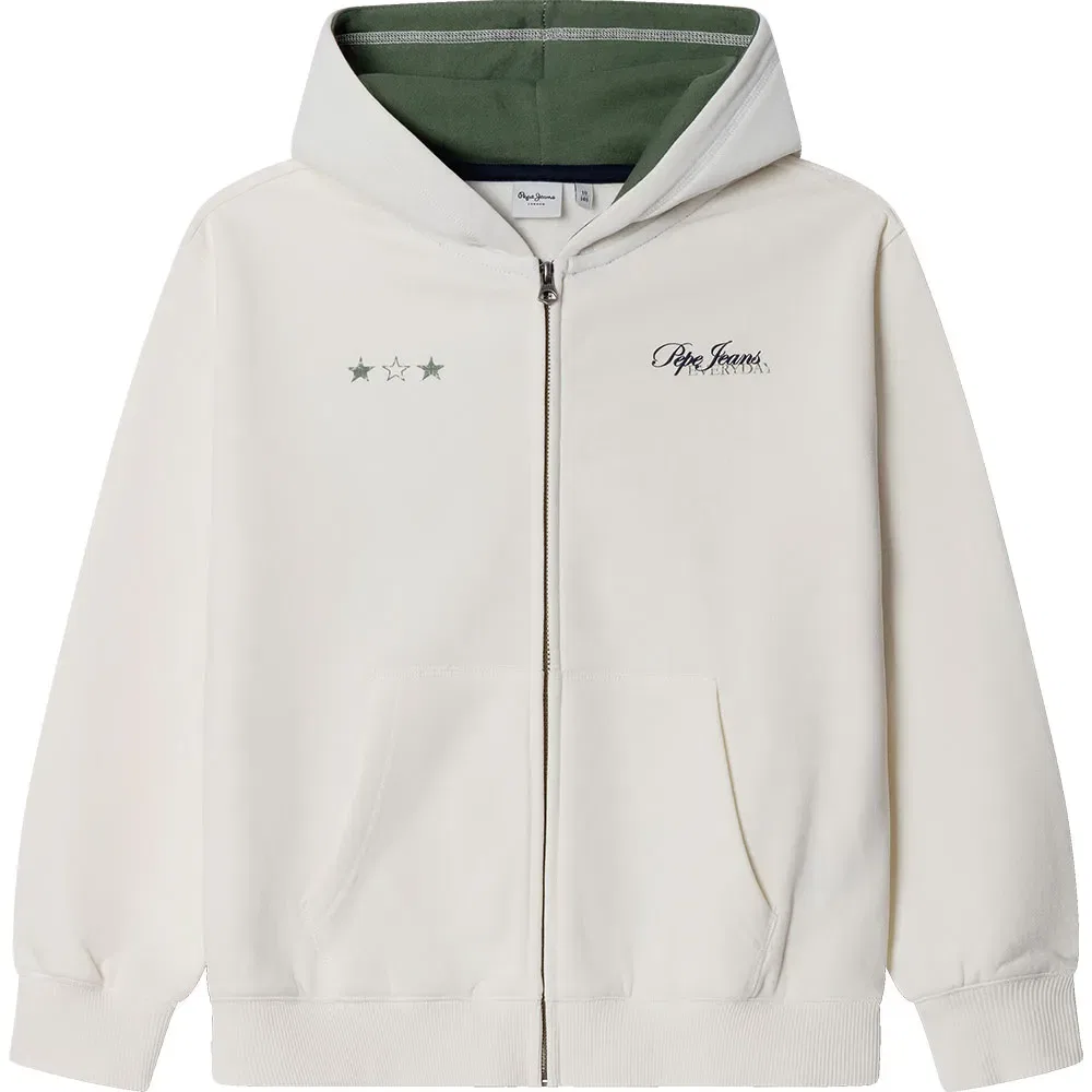 Детское худи для мальчиков с центральной молнией Pepe jeans Tate, White