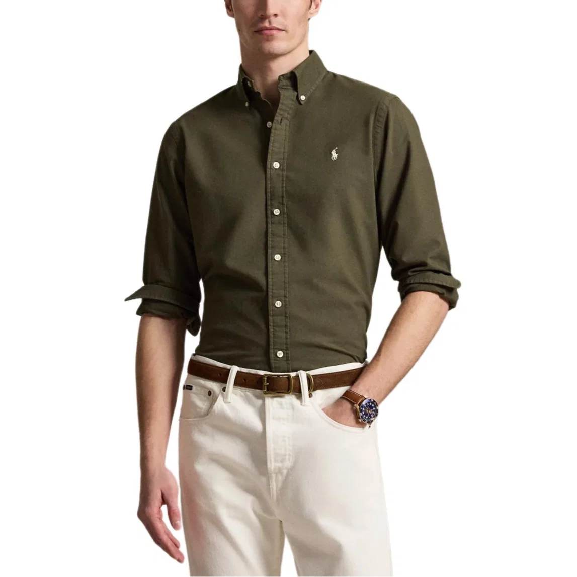 Рубашка классическая Polo Ralph Lauren, Brown Green — фото 3