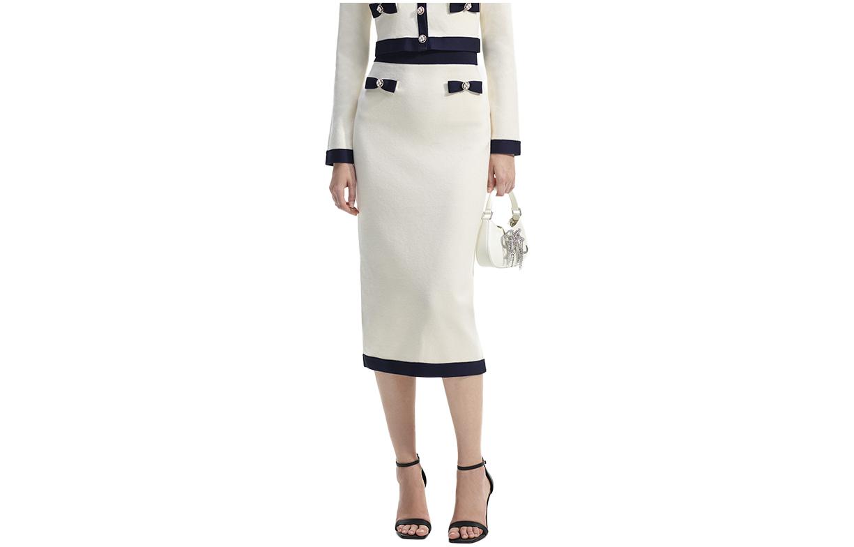 

Self-portrait Женская повседневная длинная юбка с автопортретом Ivory White