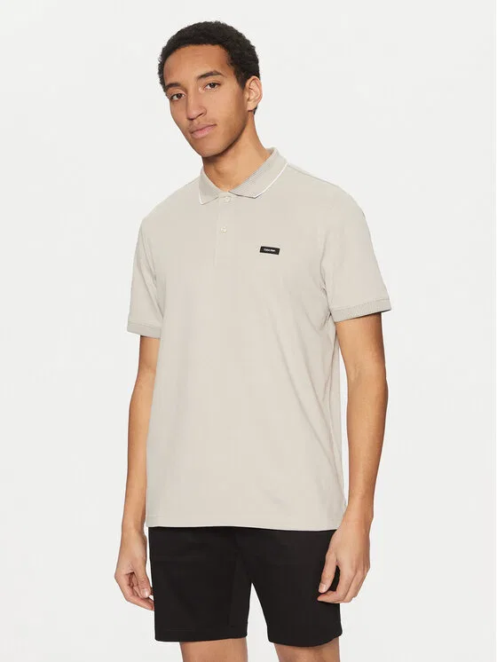 Поло regular fit Calvin Klein, бежевый