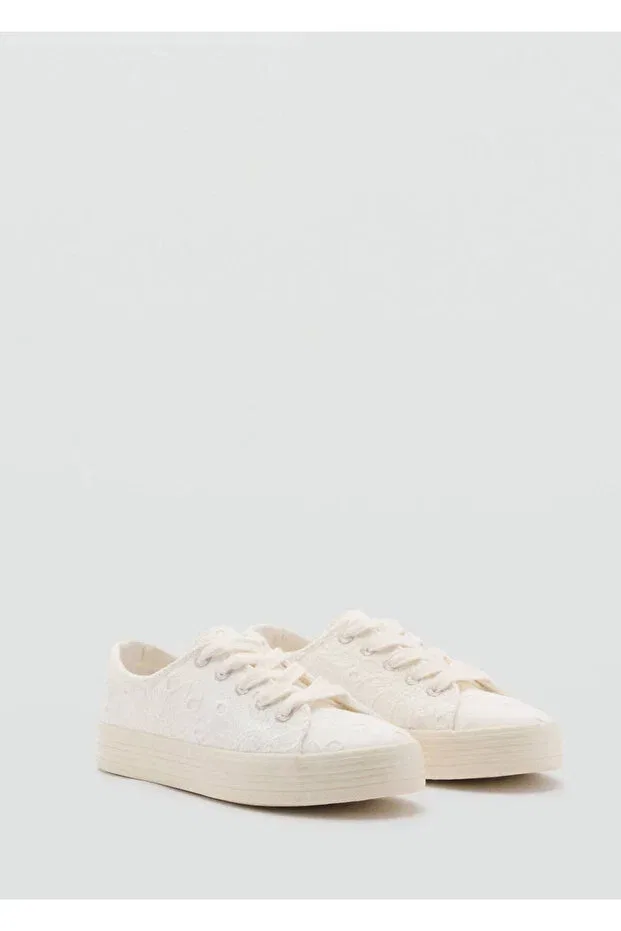 Детские кроссовки для девочек с вышивкой Mango Kids, White