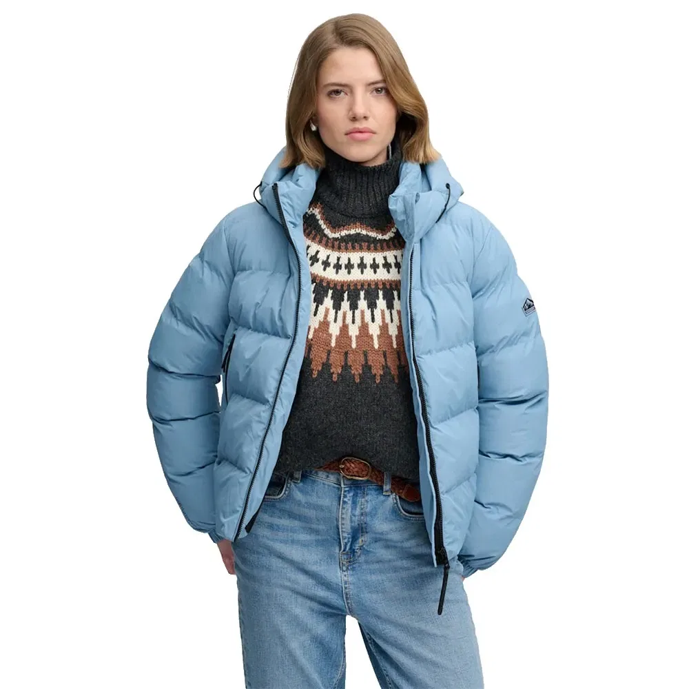 Женская куртка утепленная с капюшоном Superdry, Blue