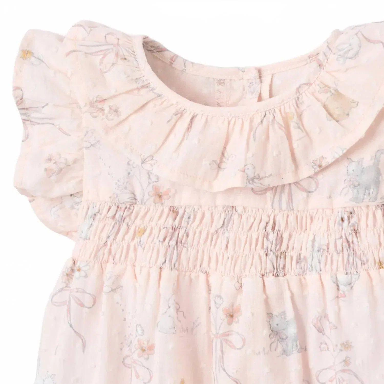 Детский боди-комбинезон для девочек с цветочным принтом Fleur De Provence Smocked Bubble Elegant Baby, розовый — фото 2