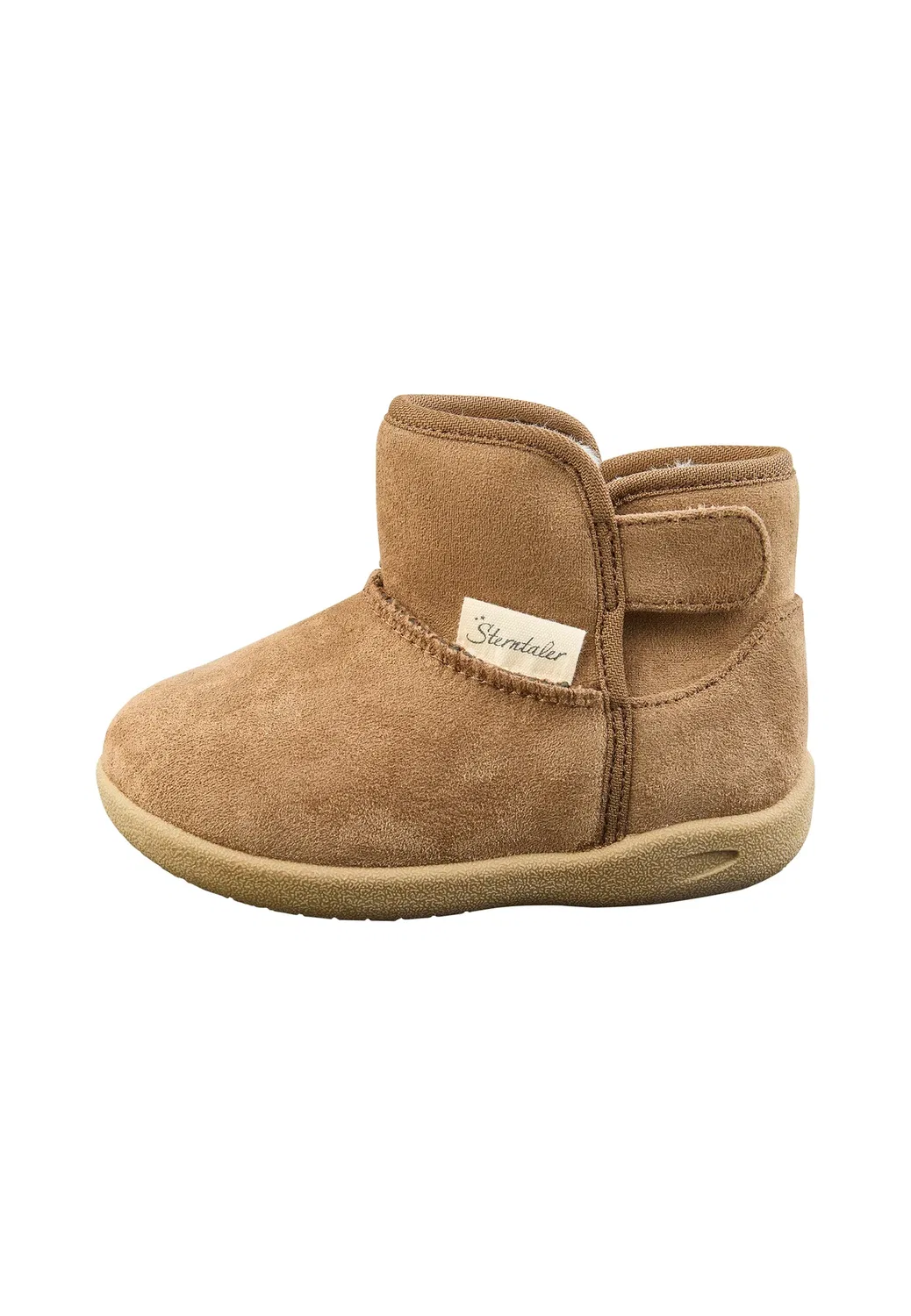 Uni mit klettverschluss teddyflausch logo und rutschfeste sohle унисекс - детская обувь Sterntaler, Braun Mel