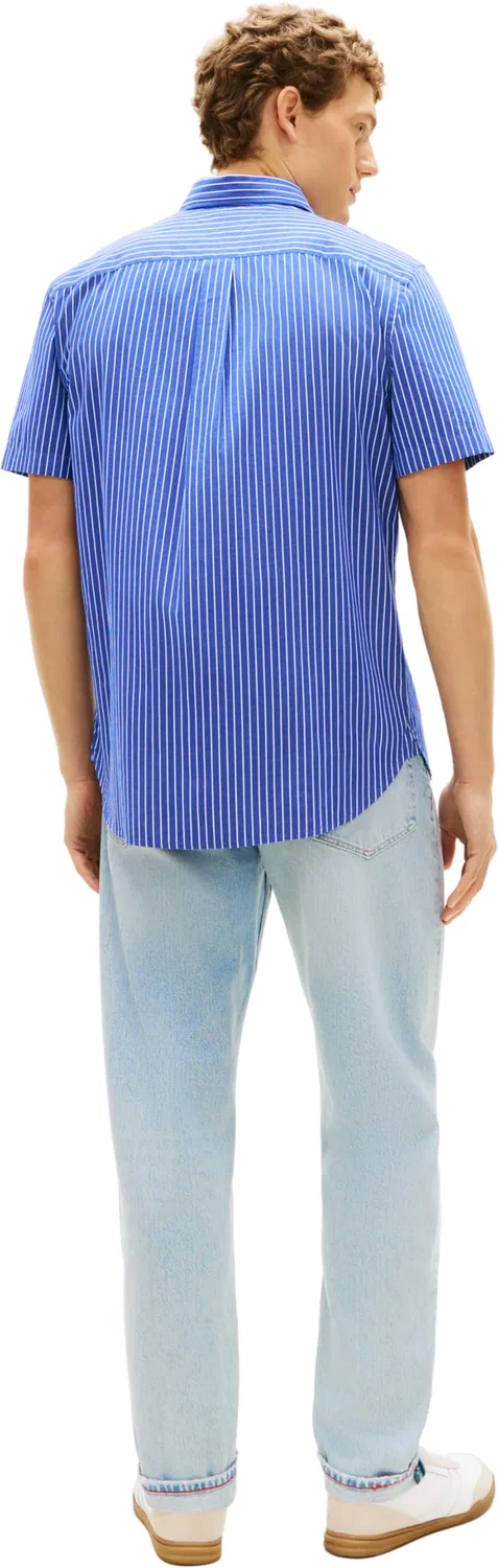 Мужская рубашка с коротким рукавом Flex Poplin STP Tommy Hilfiger, Blue (Wedge Blue / Stripe) — фото 2
