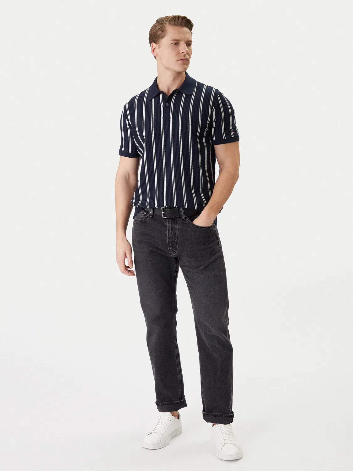 Мужское поло стандартного кроя Vertical Tommy Hilfiger, темно-синий — фото 2