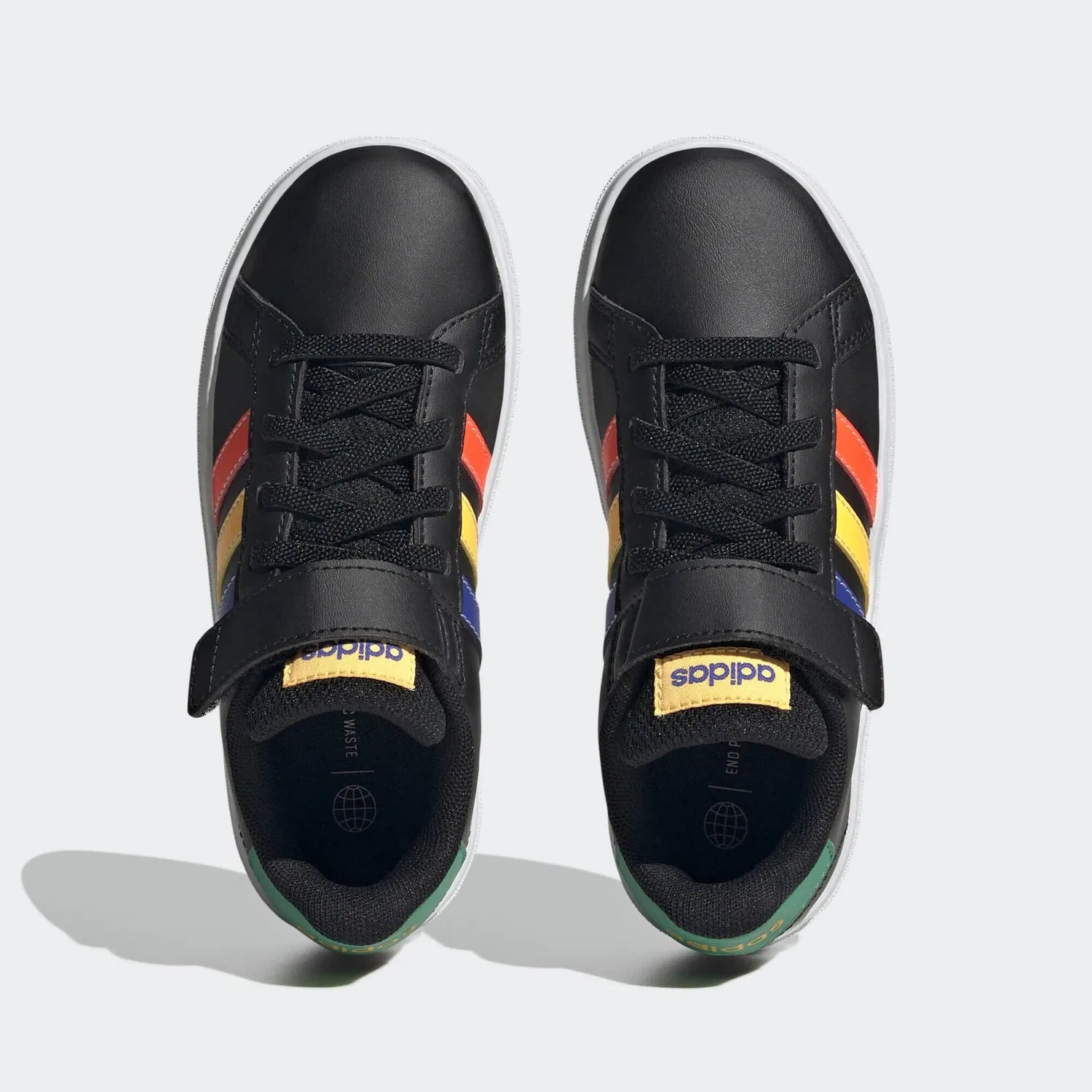 Детские кроссовки с липучкой Grand Court 2.0 Adidas, Schwarz Blau Turkis — фото 3