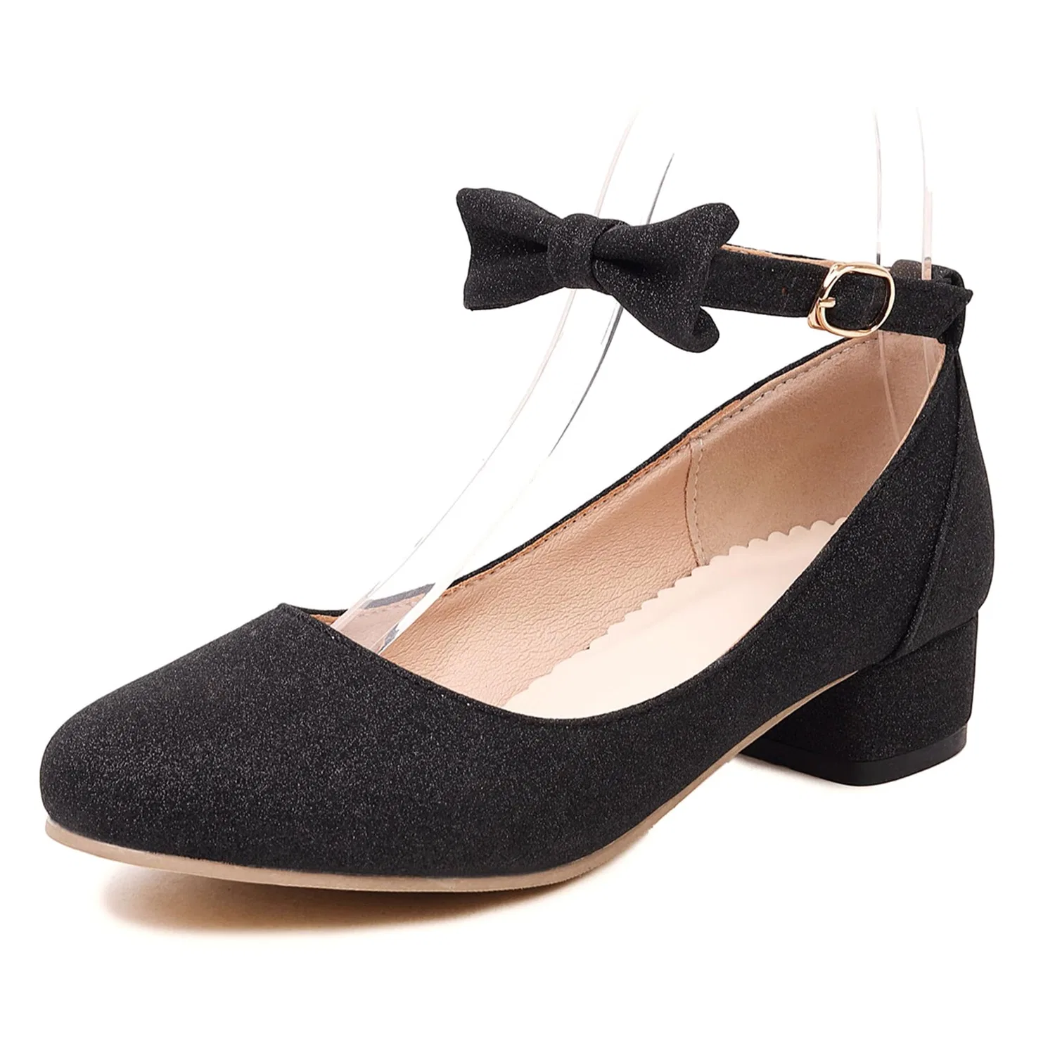 Детские туфли для девочек с блестками Lizoleor, Black 1