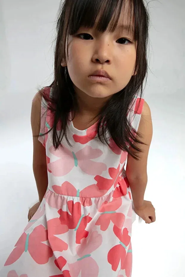 Детское платье для девочек хлопковое с принтом Girls' Pink Dress Rolypoly, Pink — фото 3