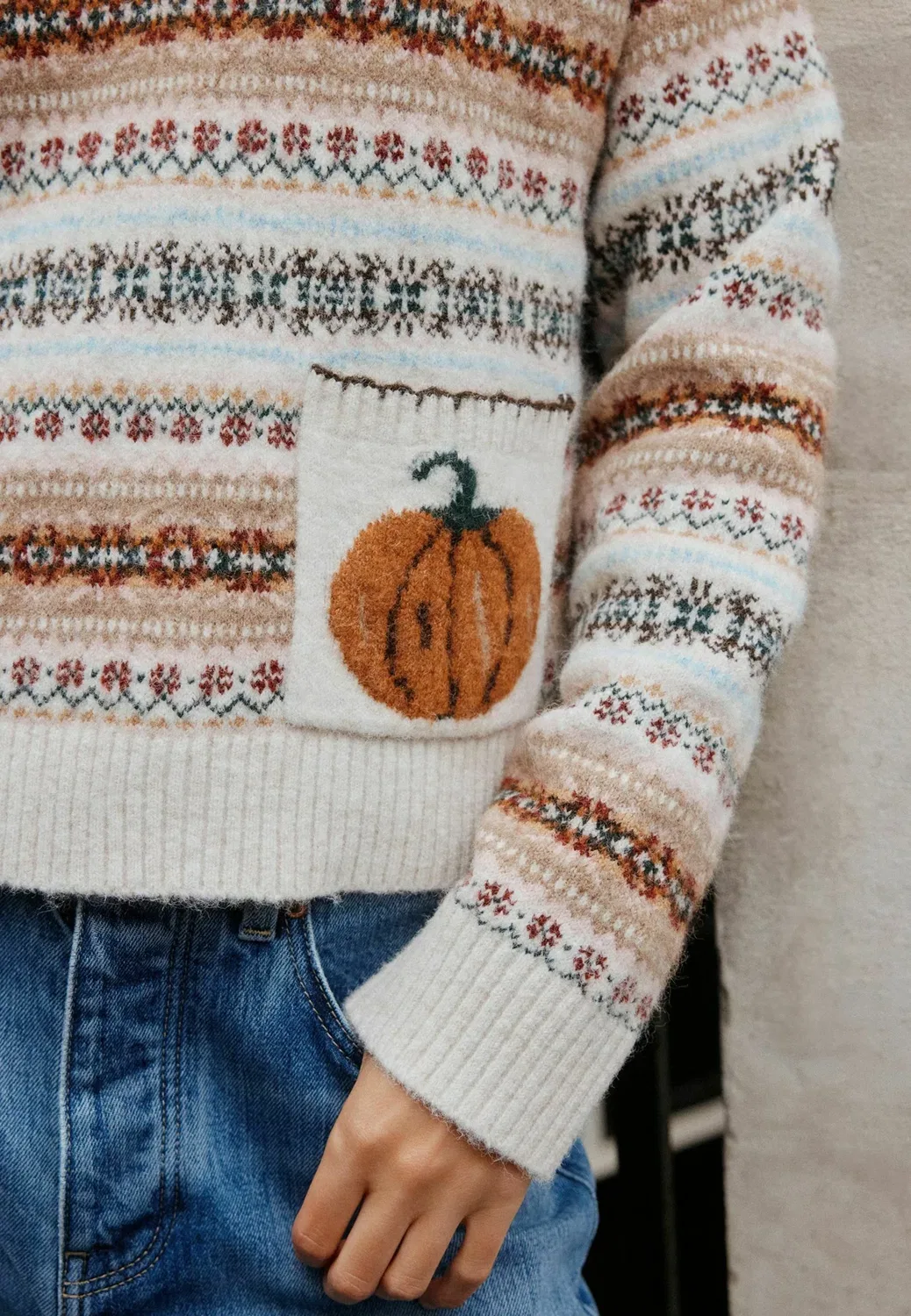 Вязаный поло-джемпер с длинными рукавами Next, Autumn Pumpkin Fairisle — фото 4