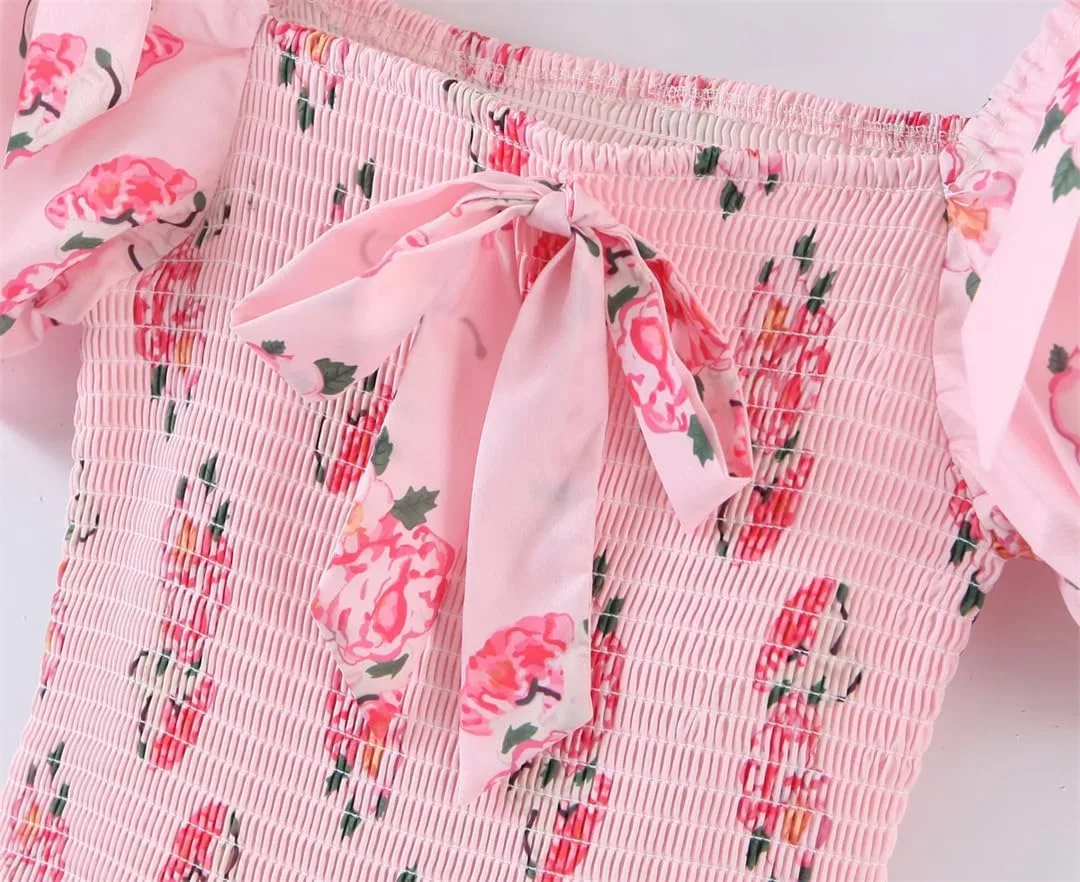 Женское платье с цветочным принтом и пышными рукавами, Pnnrk — фото 3