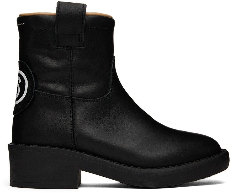 

Детские черные кожаные ботинки на молнии MM6 Maison Margiela