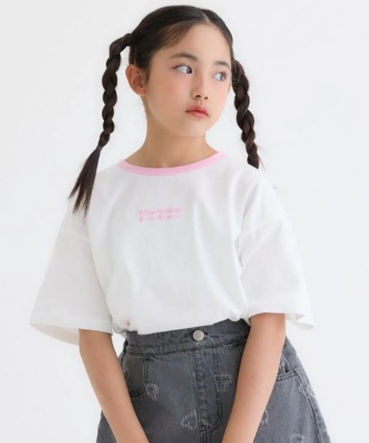 Детская футболка с вышивкой Pink Latte Tokyo Big Tシャツ PINK-latte, Off White