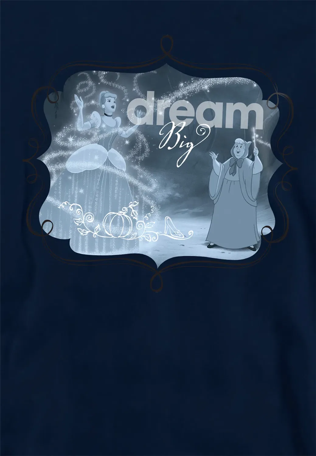 Детский худи с принтом Cinderella Dream Big with the Fairy Godmother Disney, Navy — фото 2