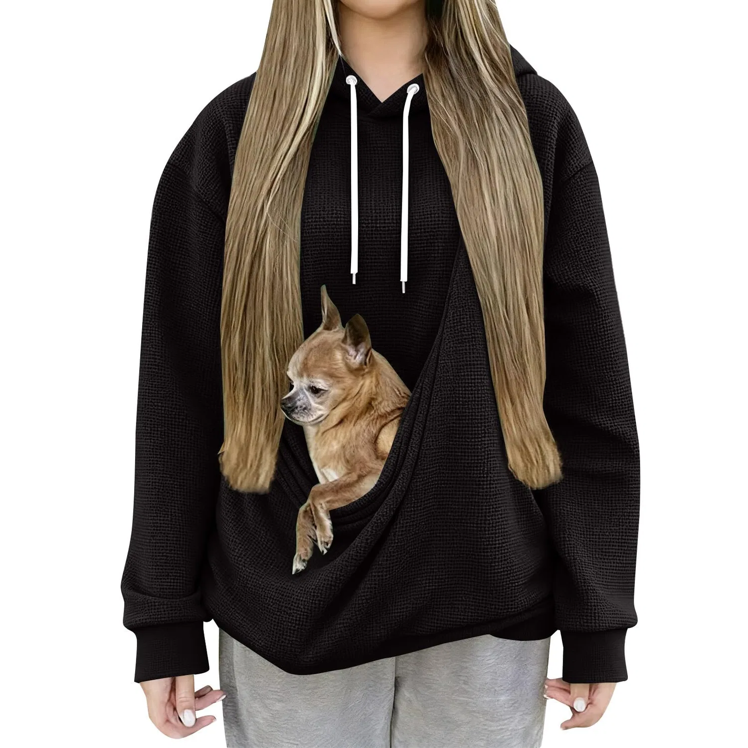 Женский худи с карманом-кенгуру Cat Hoodie, Z11 Black — фото 2