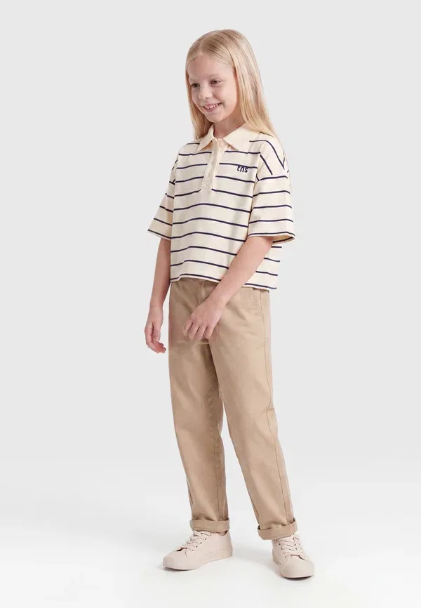 Поло хлопковое пике Acacia teen stripes, The New Society, Ecru Stripes, экрю