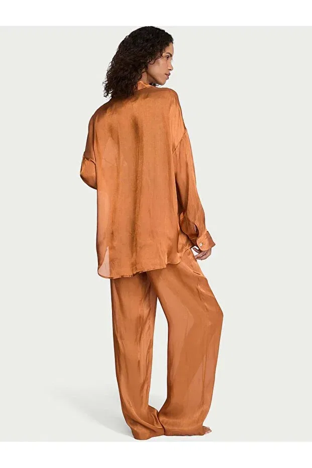 Женский пижамный комплект из сатина с длинным рукавом Victoria'S Secret, Mustard Yellow — фото 2