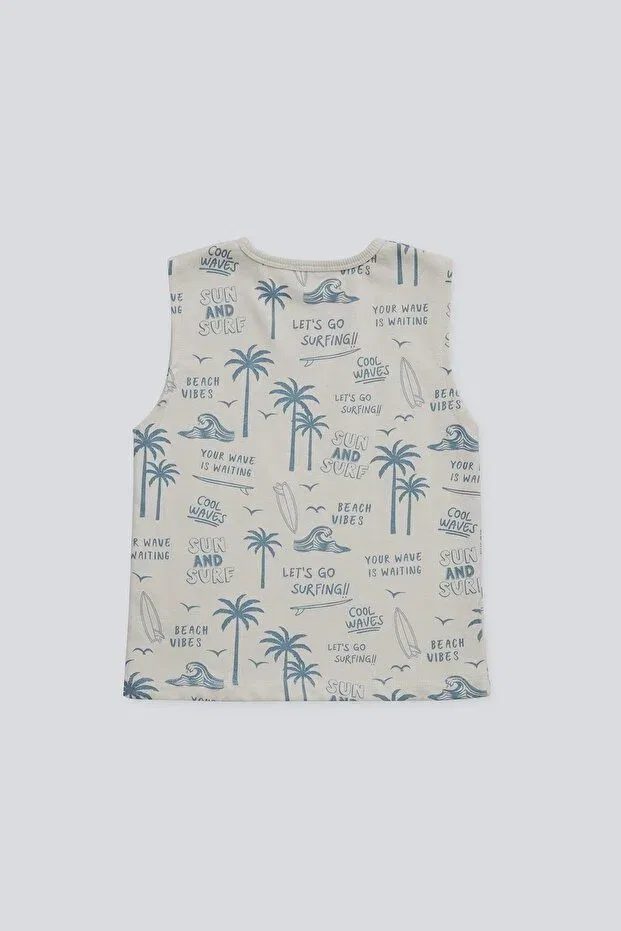 Детское белье для мальчиков с принтом Surf Print Detail Athlete Babokah, Ecru — фото 2