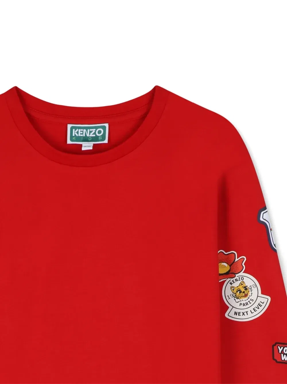 Футболка с длинными рукавами и нашивками Kenzo Kids, красный — фото 3